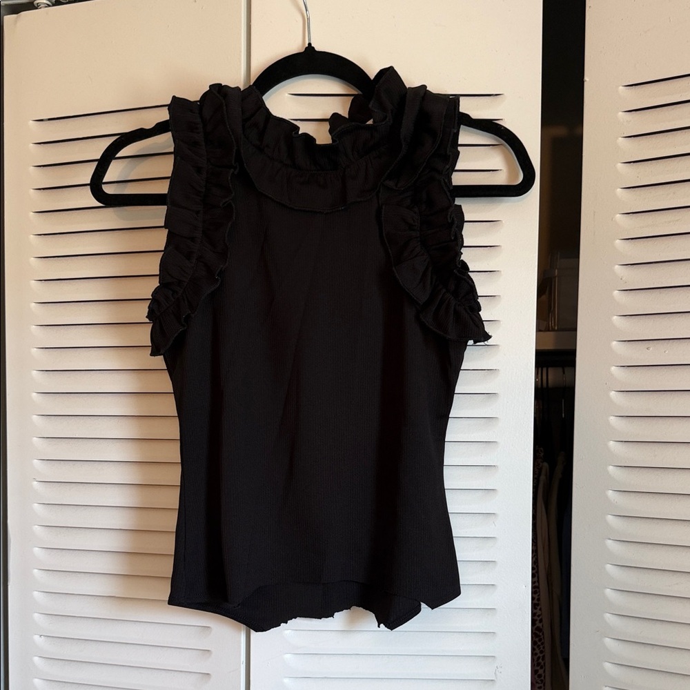 Elegant Black Ruffled Women's Top